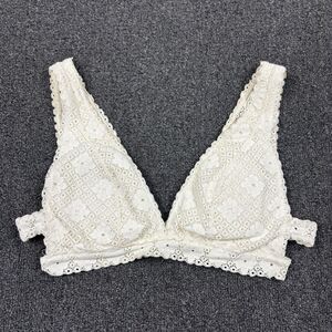 Aerie Bralette Womens Ivory Lacey Embroidered Strappy Padded Size Medium